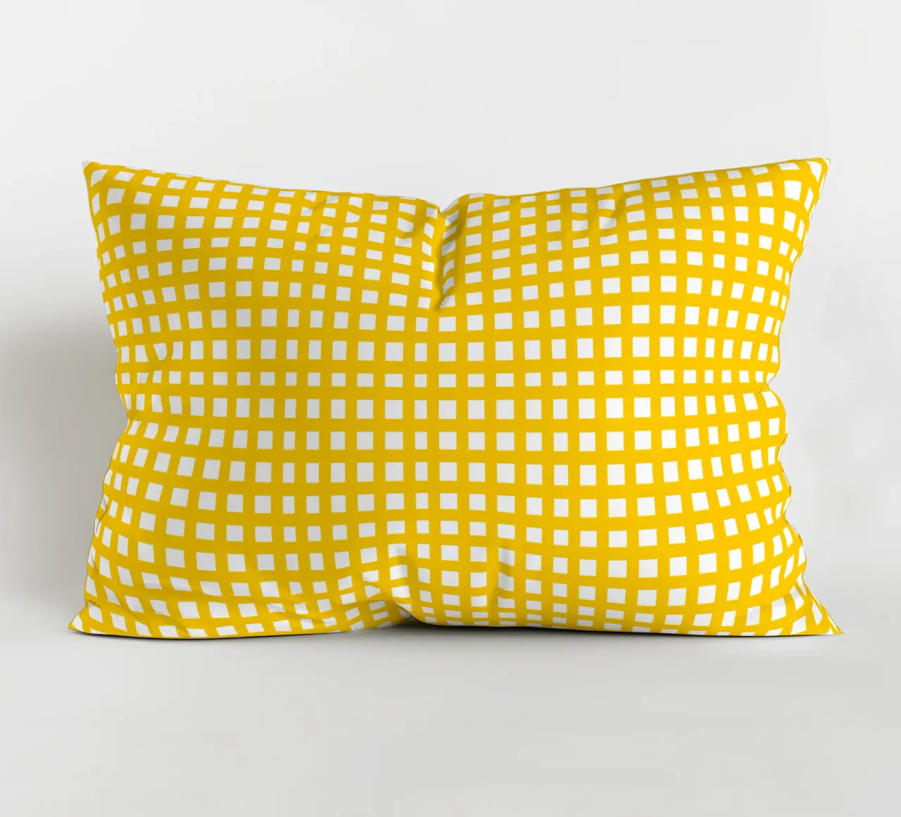 Yellow square mesh grid Kissen von baobabprintstore