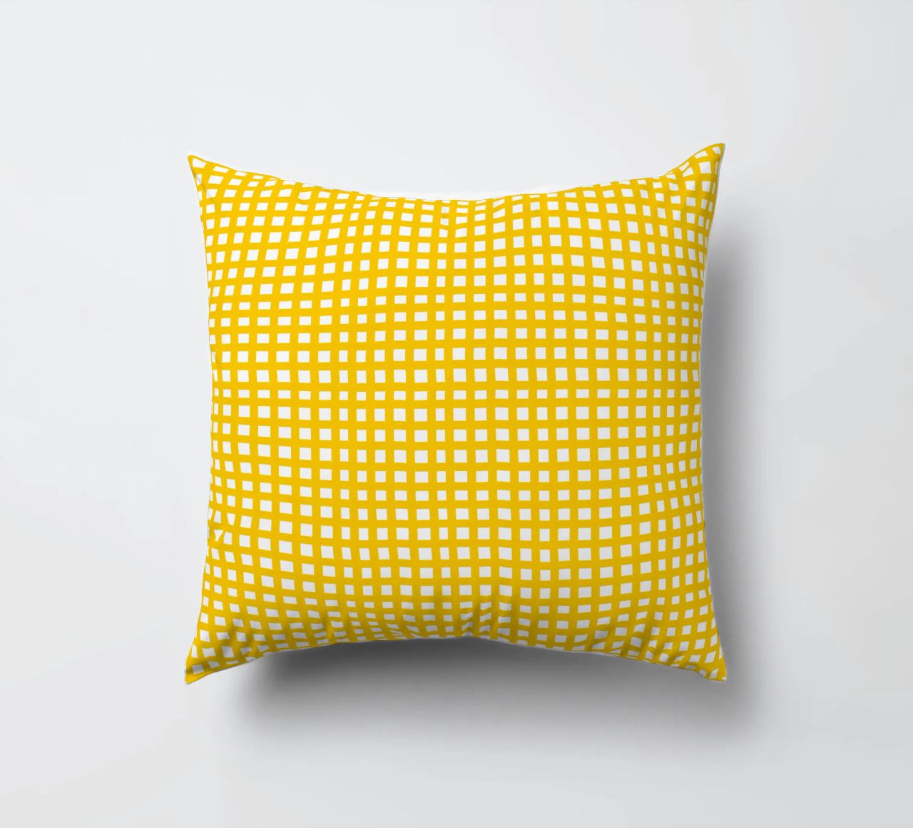Yellow square mesh grid cuscino da baobabprintstore