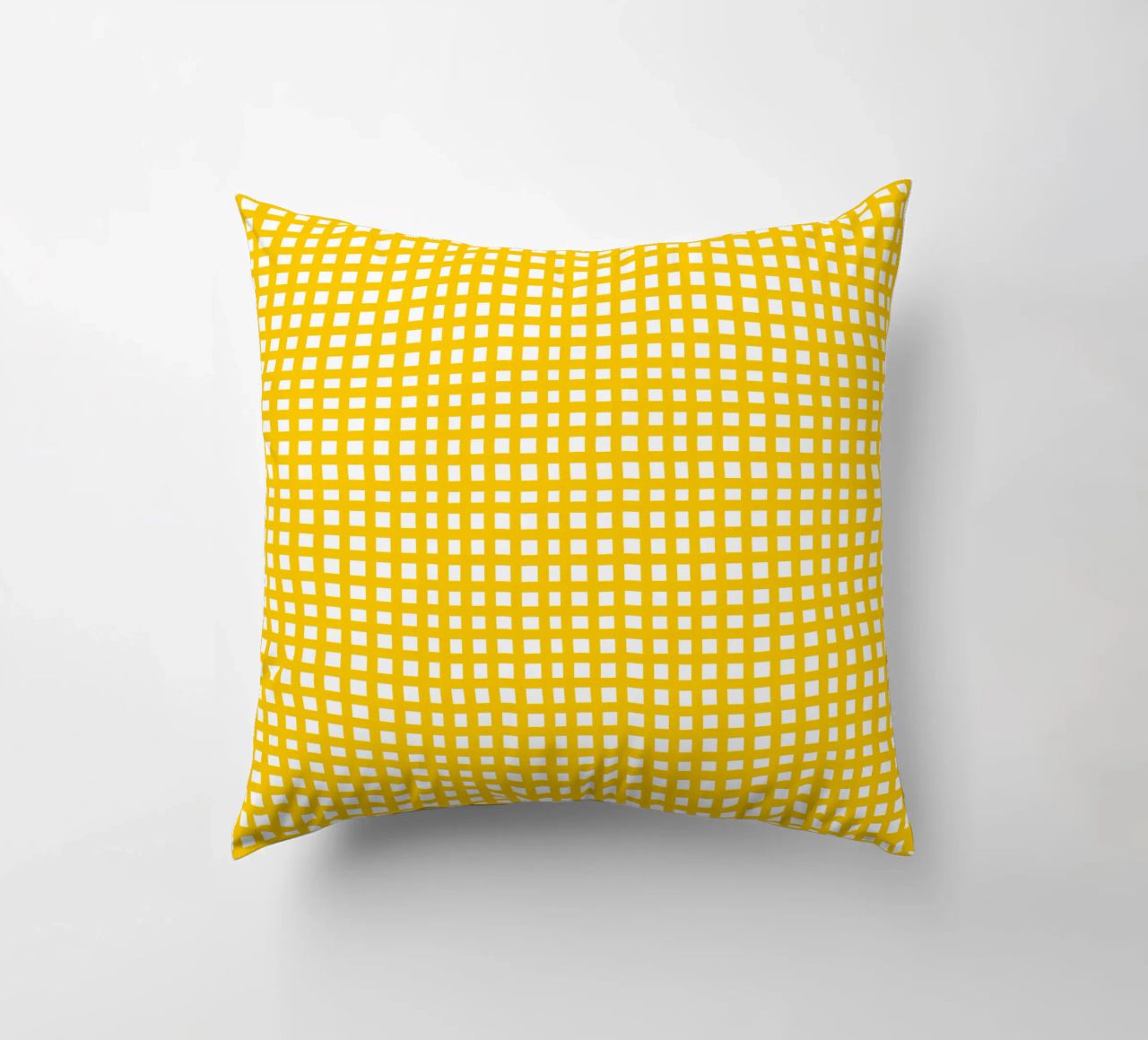 Yellow square mesh grid cuscino da baobabprintstore