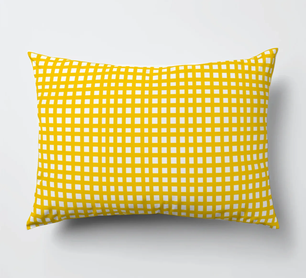 Yellow square mesh grid Kissen von baobabprintstore