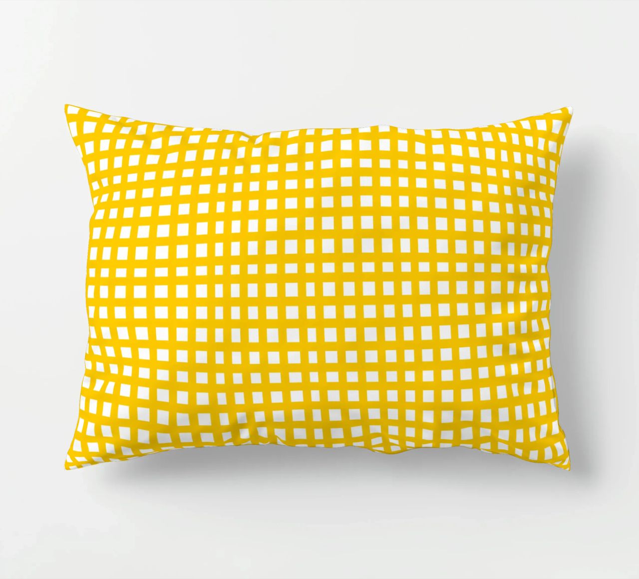 Yellow square mesh grid cuscino da baobabprintstore