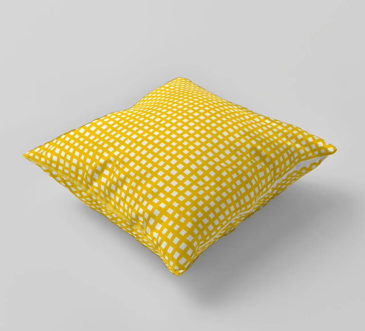 Yellow square mesh grid cuscino da baobabprintstore