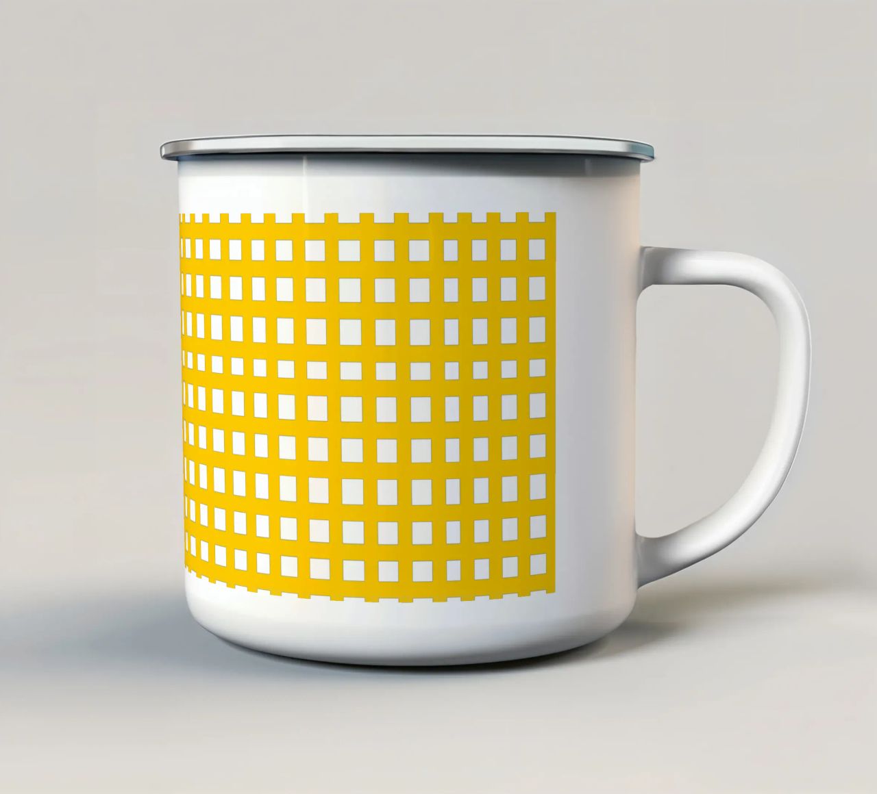 Yellow square mesh grid tazza in smalto da baobabprintstore