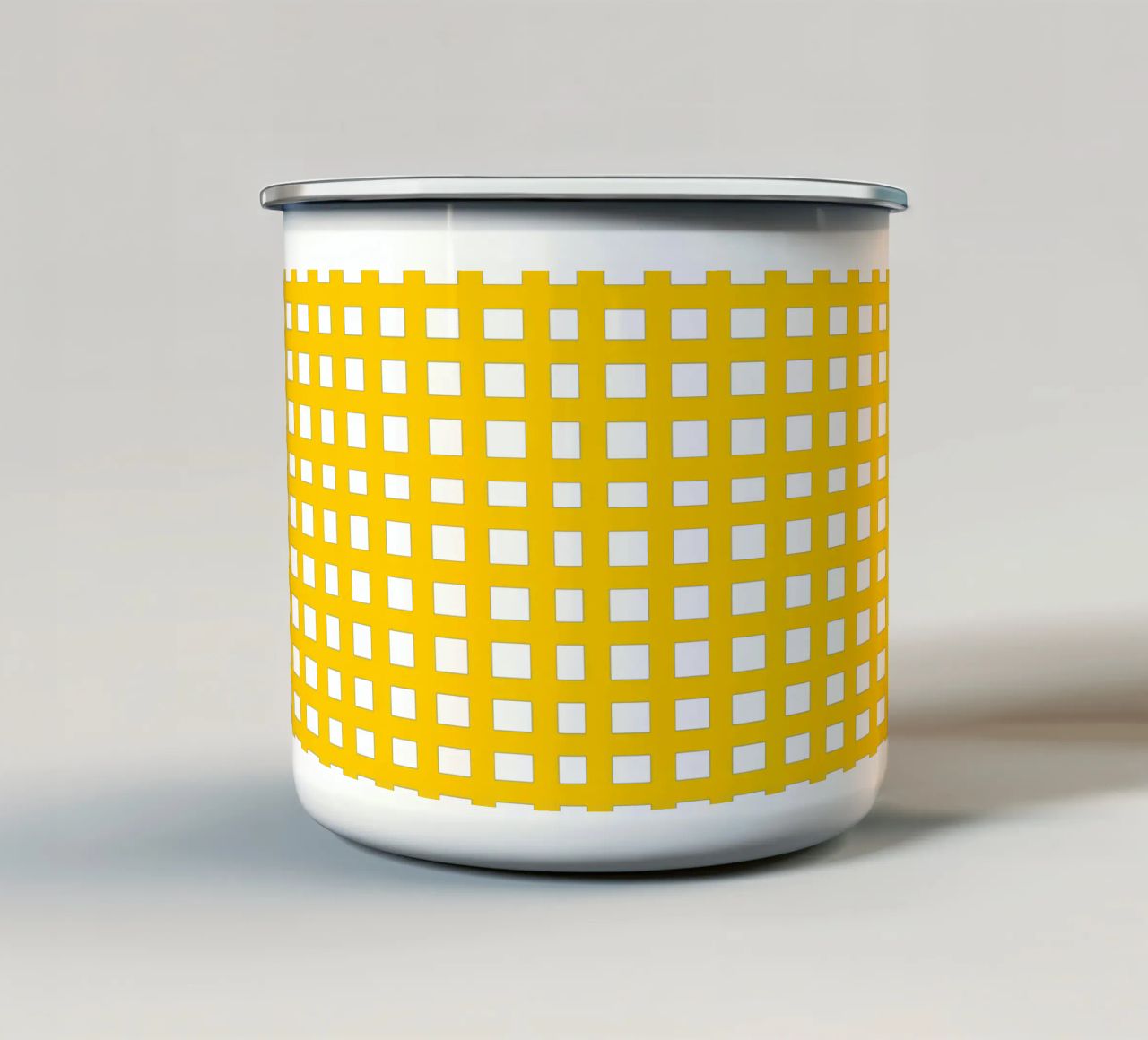 Yellow square mesh grid tazza in smalto da baobabprintstore
