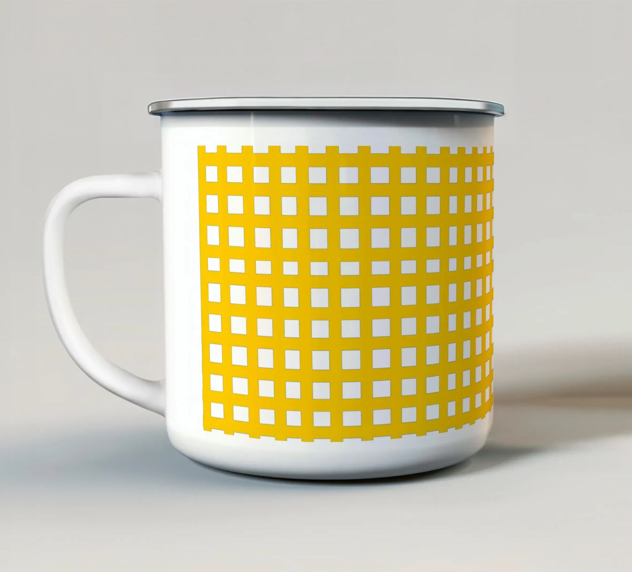 Yellow square mesh grid tazza in smalto da baobabprintstore