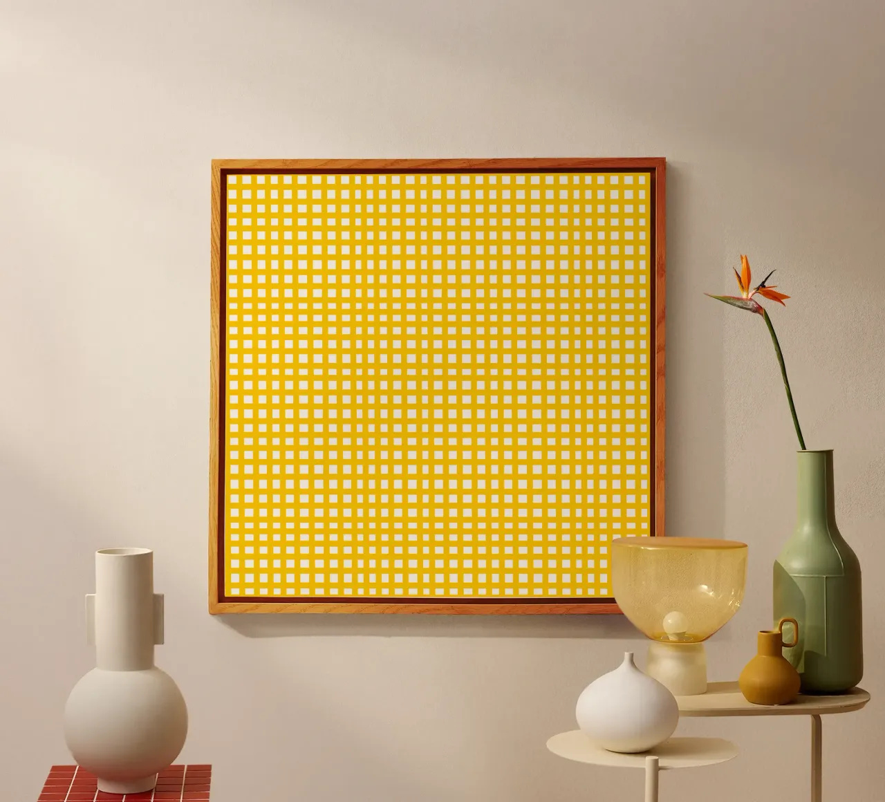 Yellow square mesh grid metacrilato de baobabprintstore