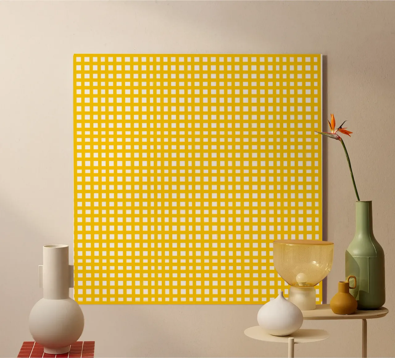 Yellow square mesh grid plexiglass da baobabprintstore