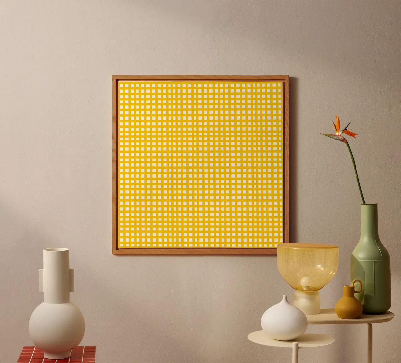 Yellow square mesh grid pannello forex da baobabprintstore