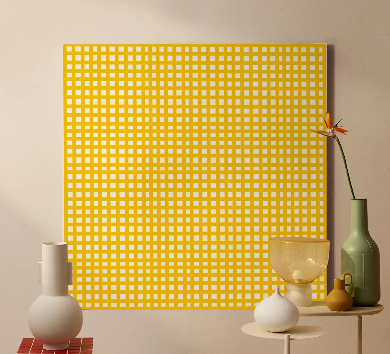 Yellow square mesh grid tela da baobabprintstore