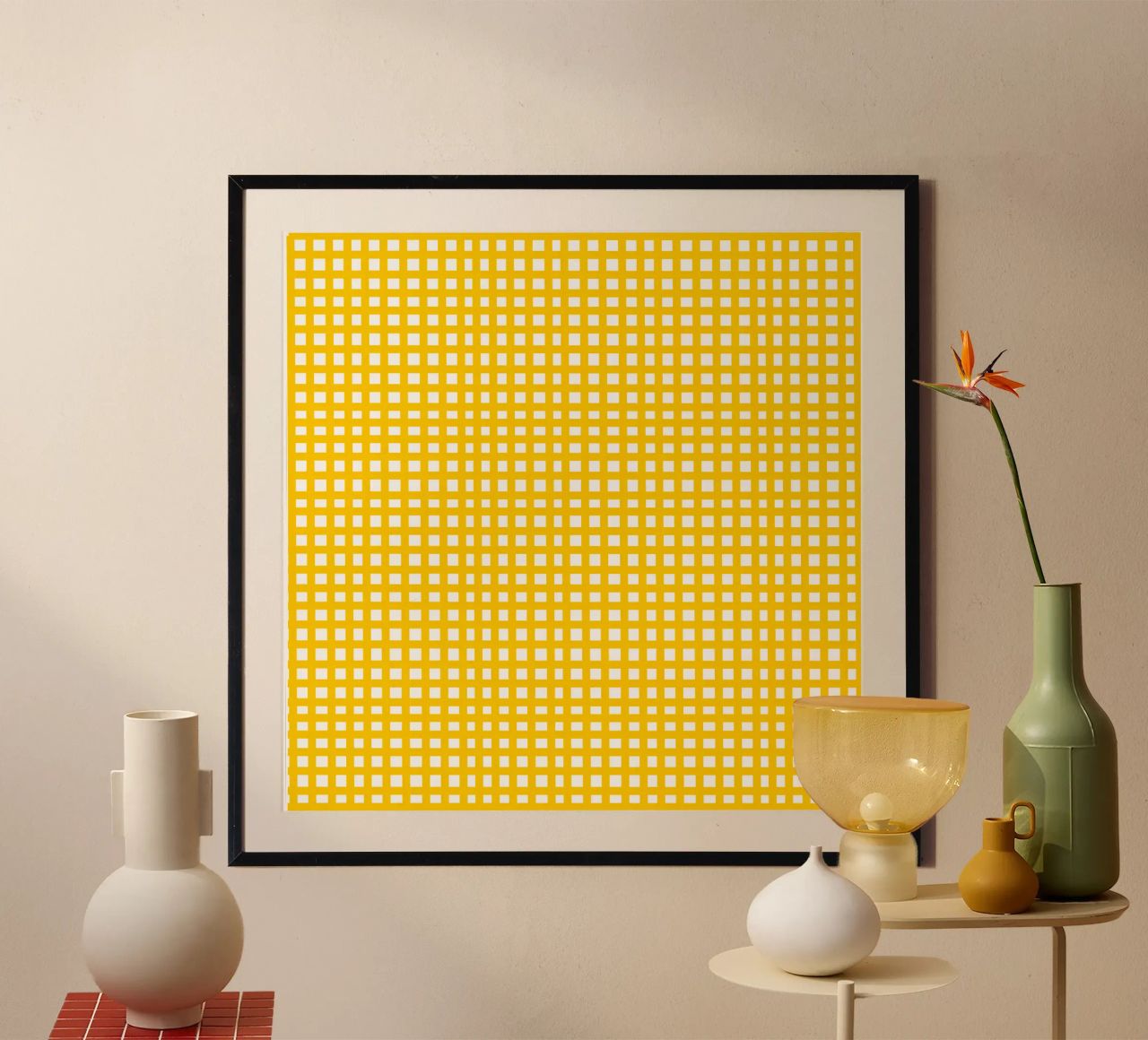 Yellow square mesh grid carta hahnemühle da baobabprintstore