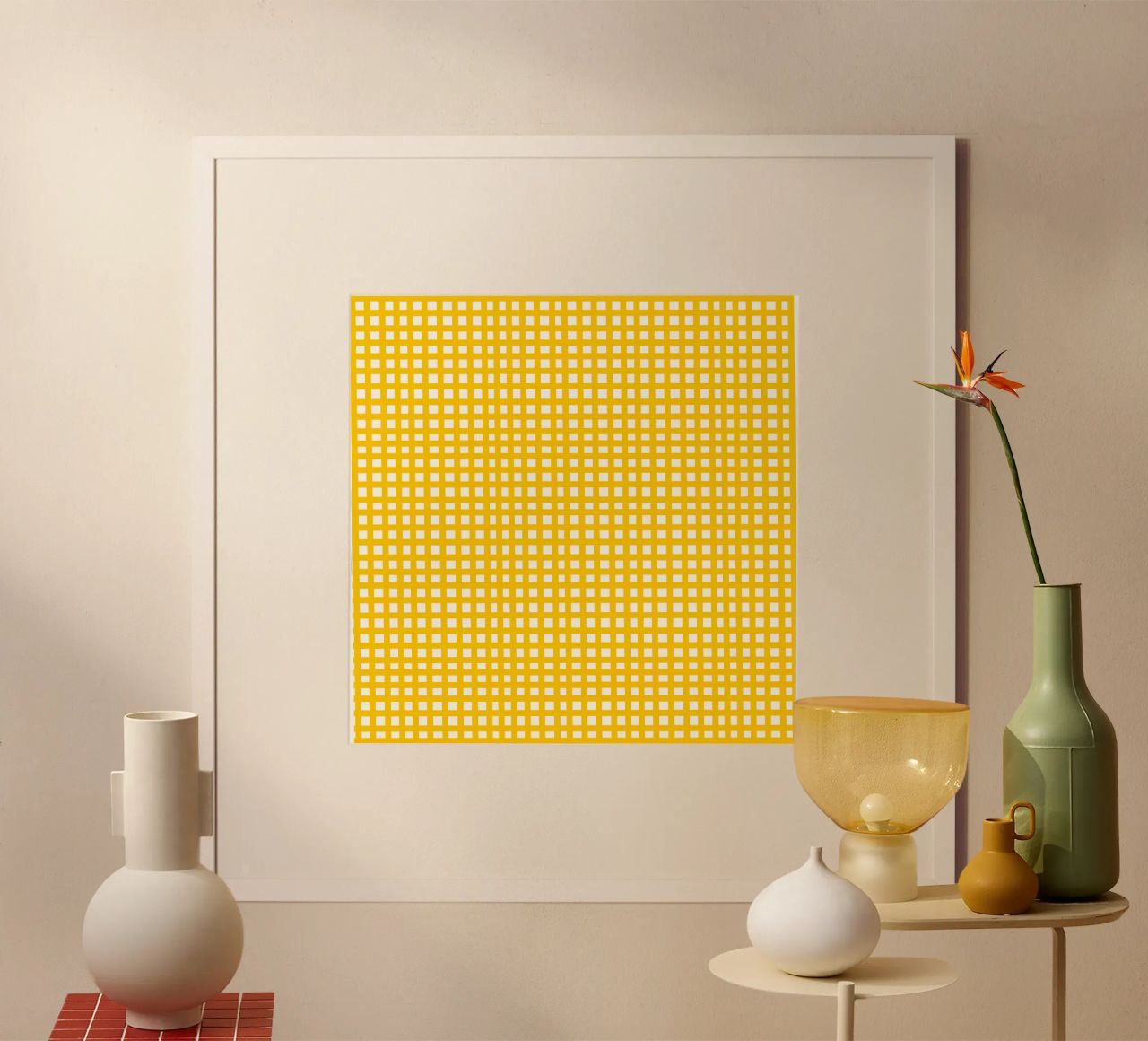 Yellow square mesh grid carta hahnemühle da baobabprintstore
