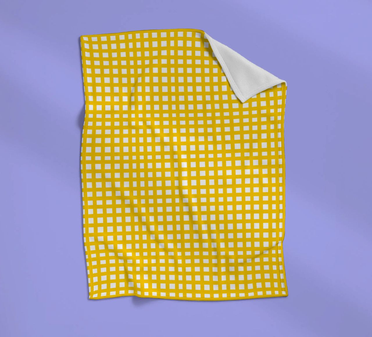 Yellow square mesh grid coperta in pile da baobabprintstore
