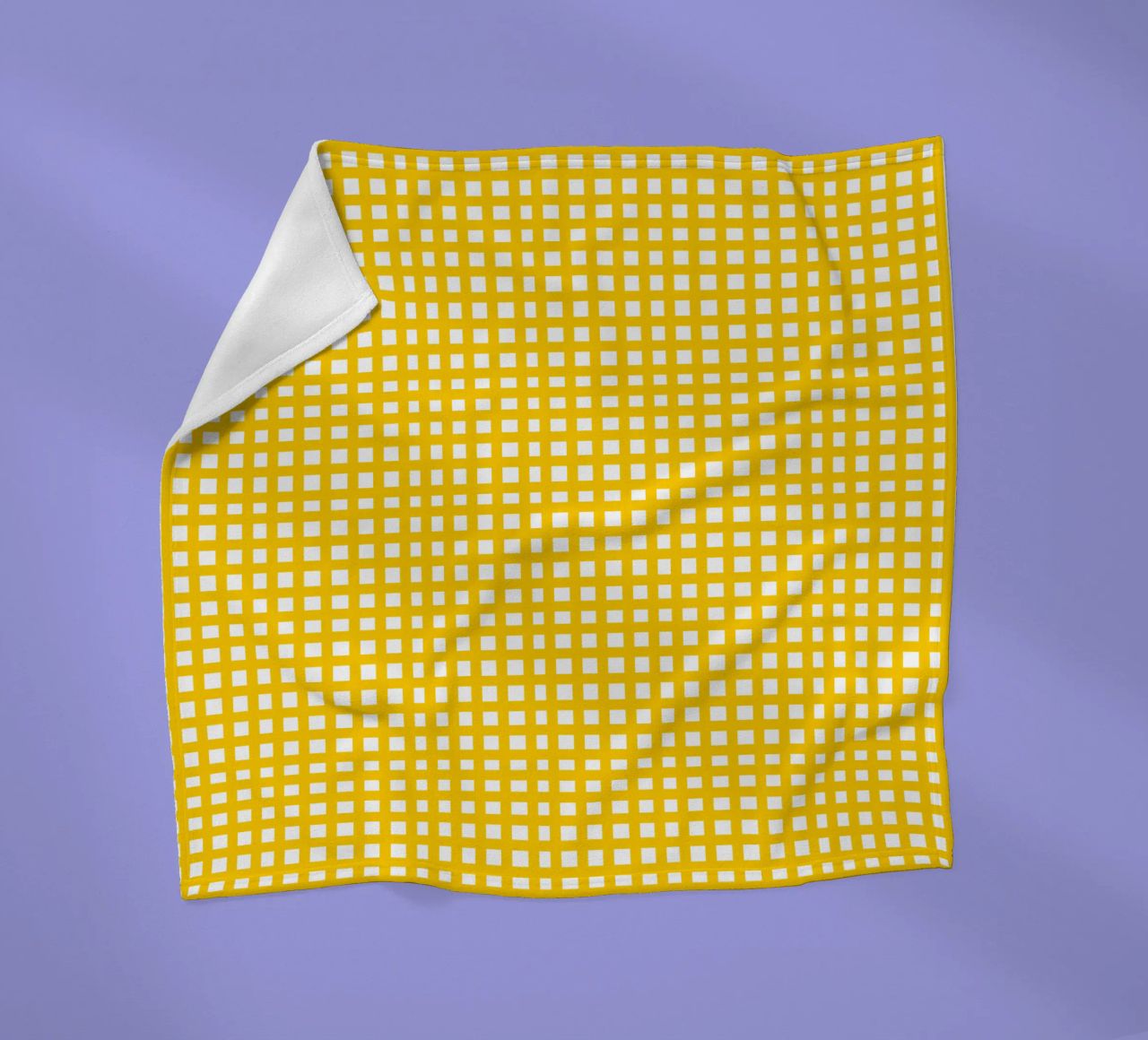 Yellow square mesh grid coperta in pile da baobabprintstore