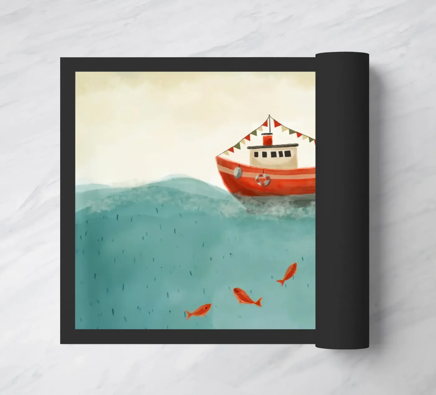 Little Red Boat Fußmatte von Indigo Rain