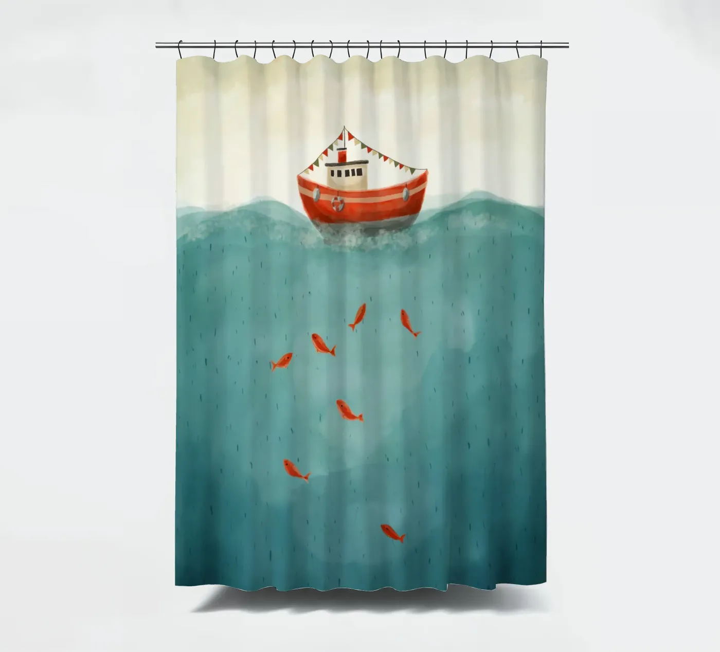 Rood bootje douchegordijn van Indigo Rain