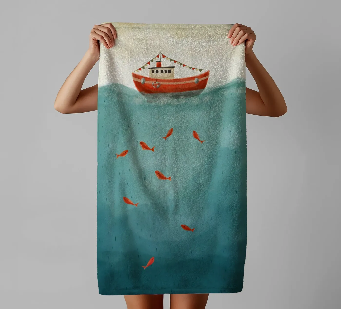Little Red Boat badhanddoek van Indigo Rain