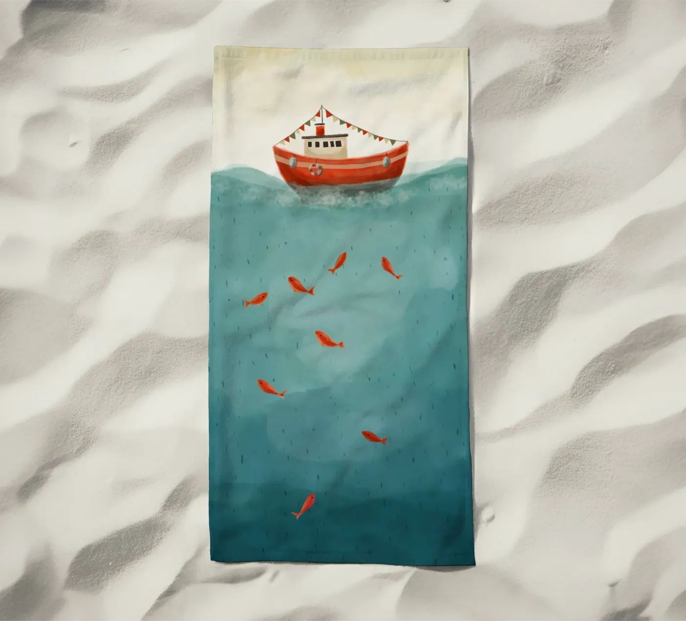 Rood bootje strandhanddoek van Indigo Rain