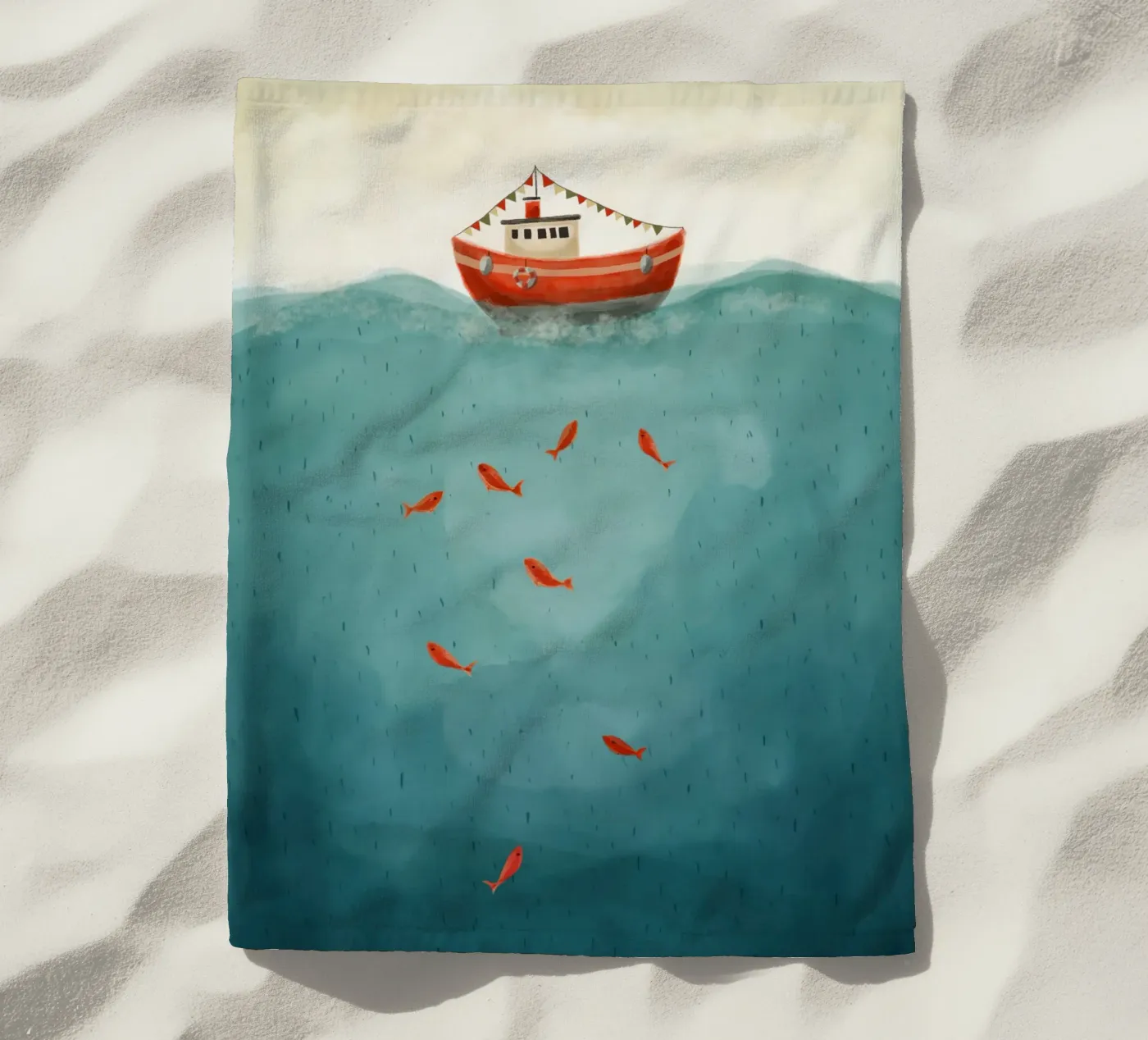 Rood bootje strandhanddoek van Indigo Rain