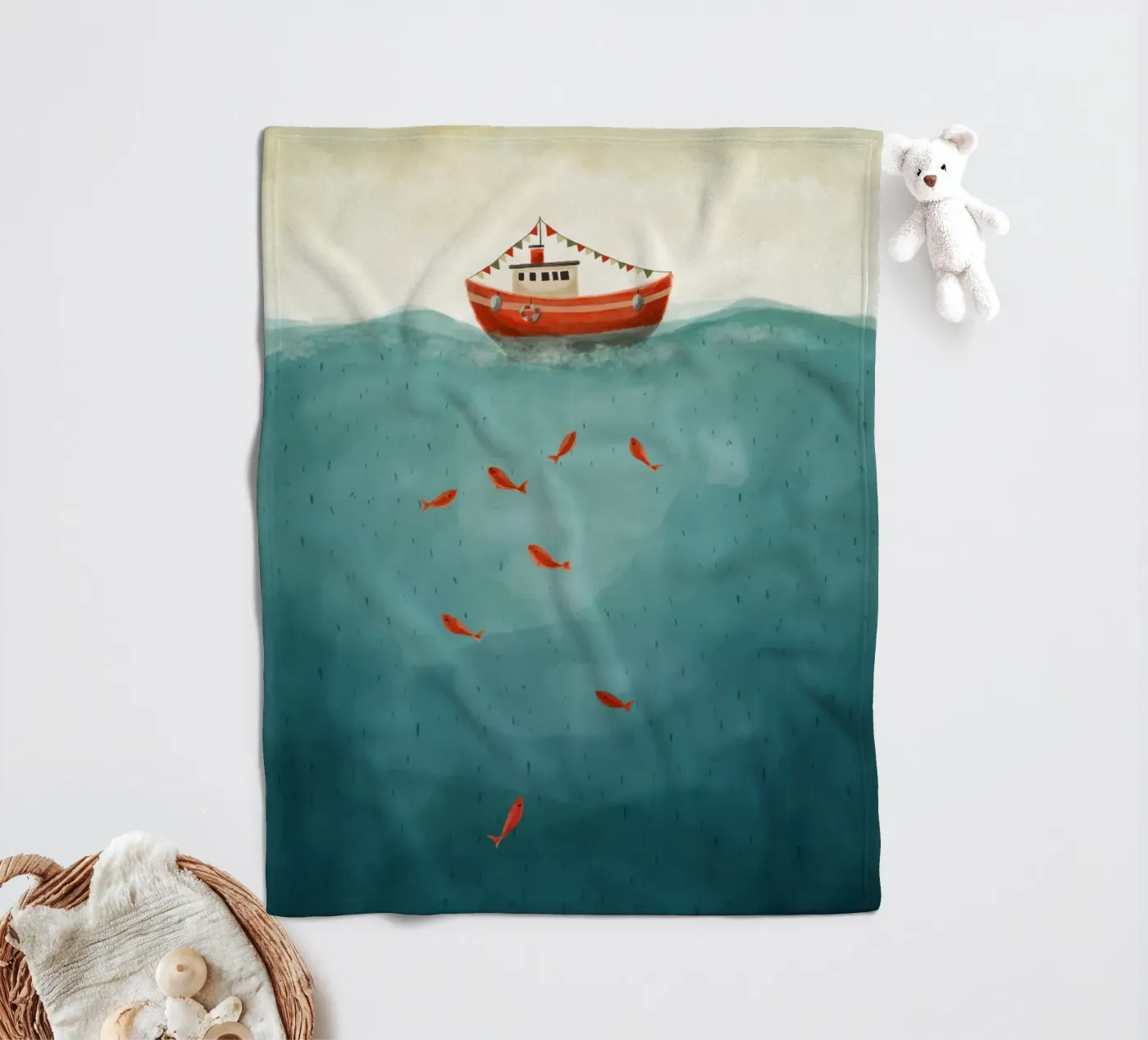Little Red Boat fleecedeken van Indigo Rain