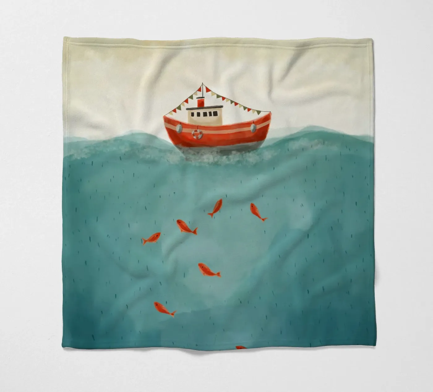 Little Red Boat fleecedeken van Indigo Rain