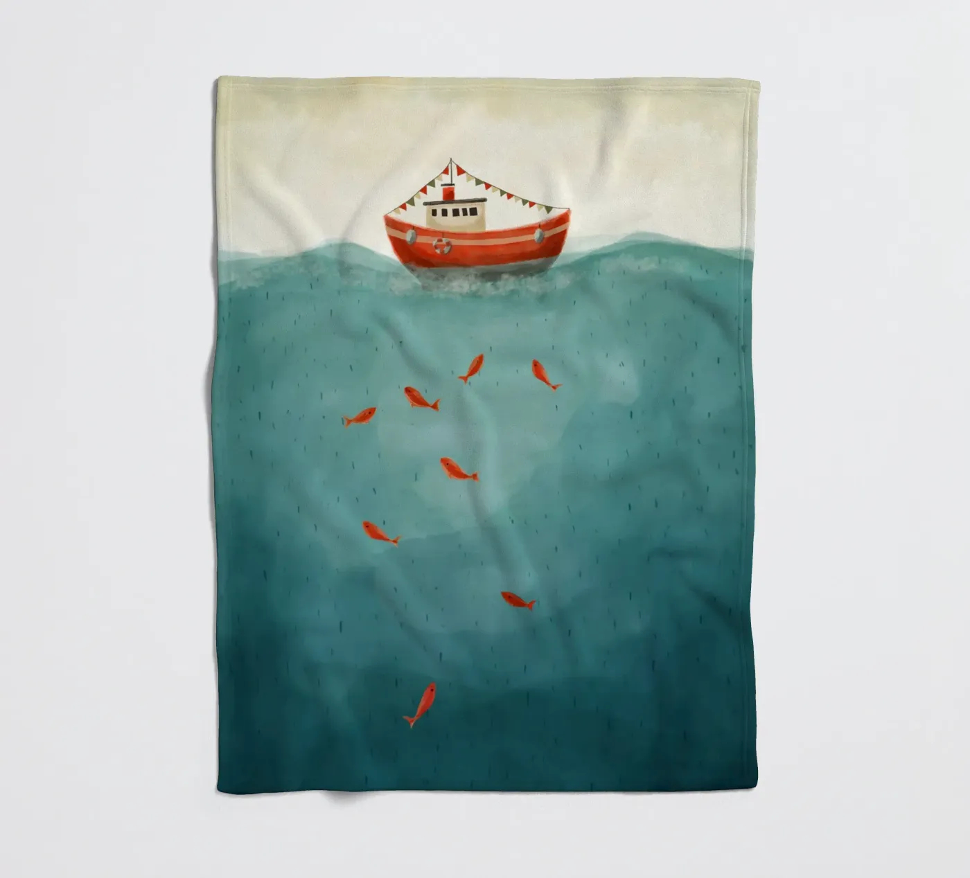 Little Red Boat fleecedeken van Indigo Rain