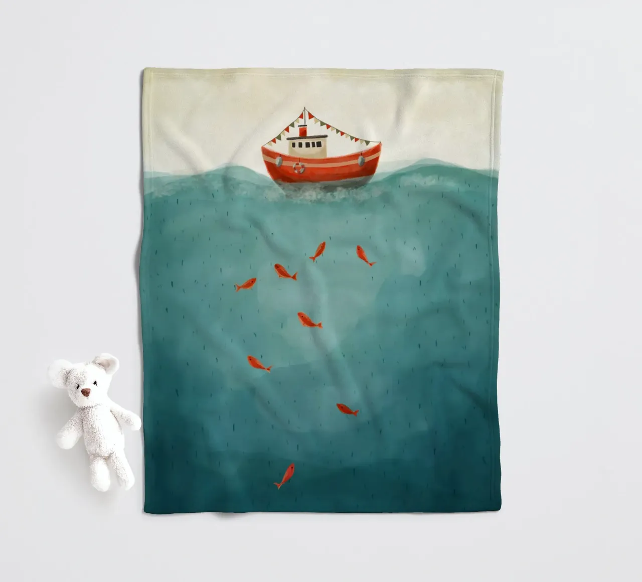 Little Red Boat Fleecedecke von Indigo Rain