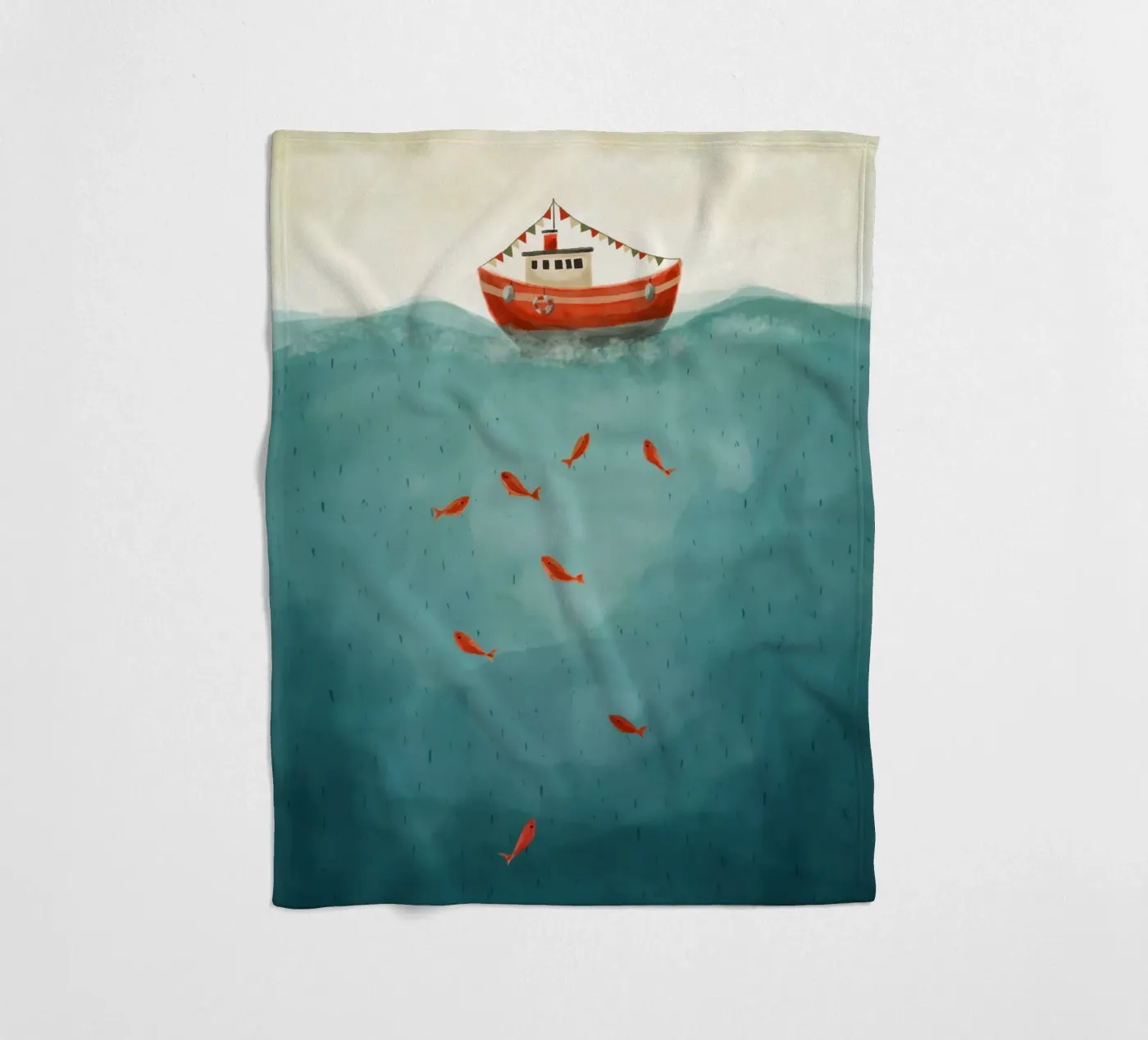Little Red Boat fleecedeken van Indigo Rain