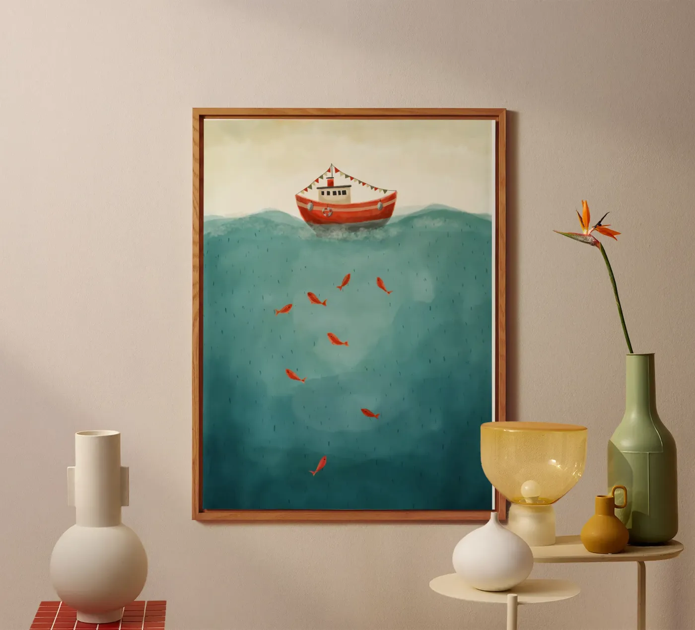 Little Red Boat forex-plaat van Indigo Rain