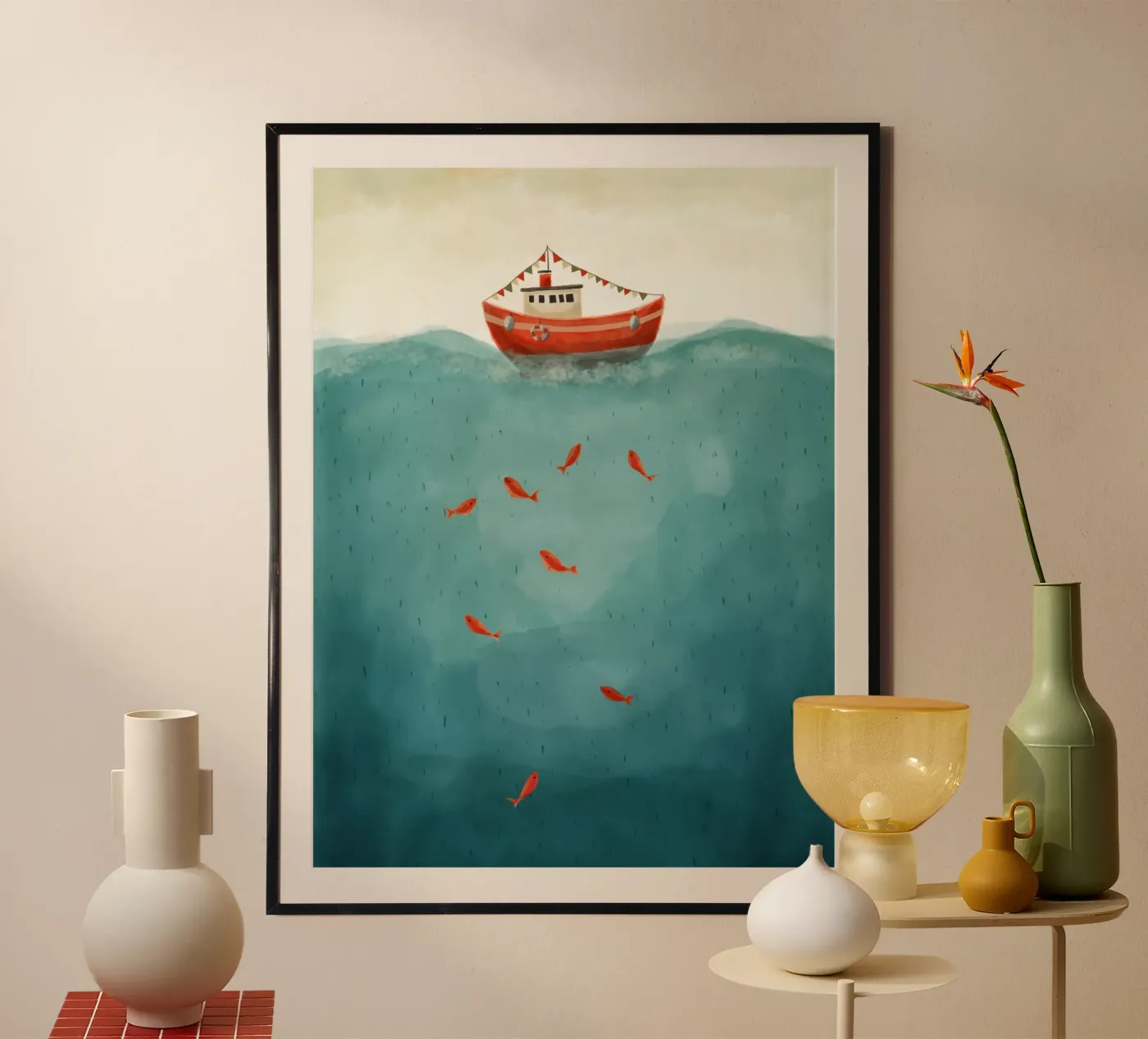 Little Red Boat Poster von Indigo Rain