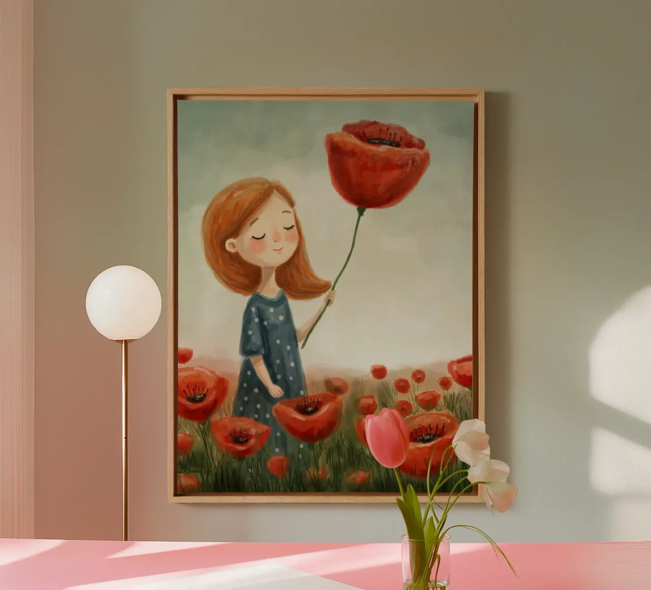 Ragazza in un campo di papaveri tela da Indigo Rain