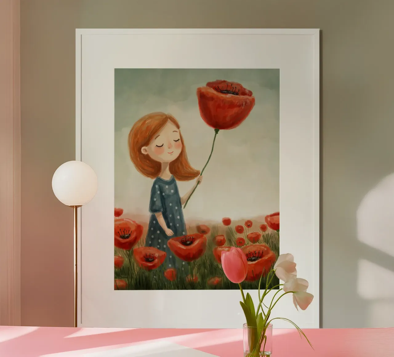Ragazza in un campo di papaveri carta hahnemühle da Indigo Rain