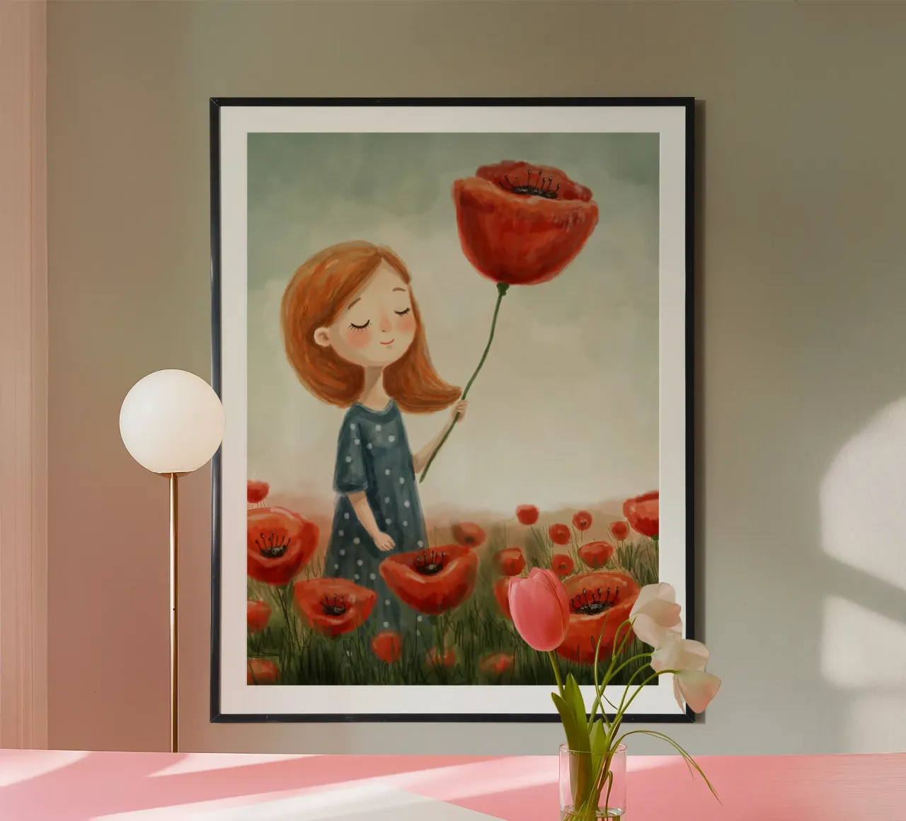 Ragazza in un campo di papaveri carta hahnemühle da Indigo Rain