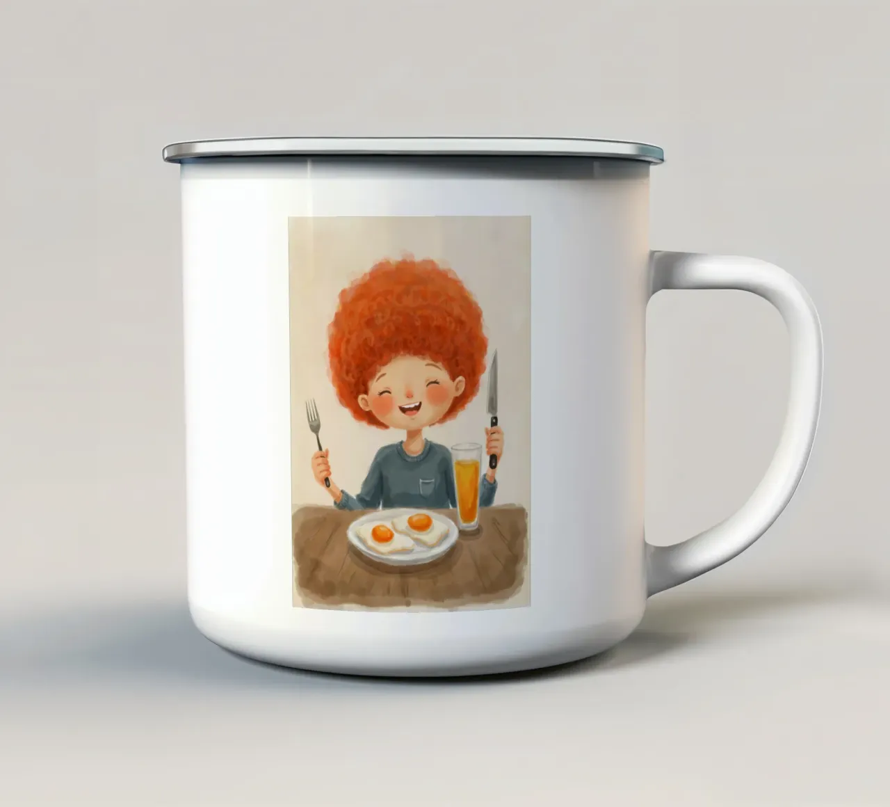 Ora della colazione tazza in smalto da Indigo Rain
