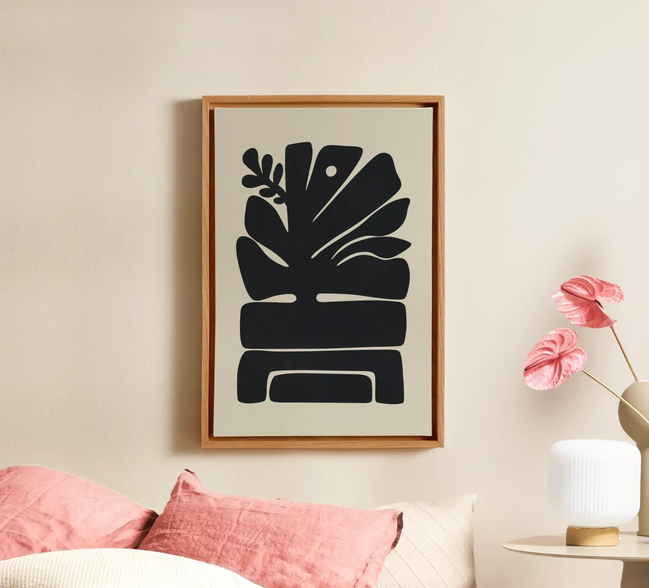 Bloemvorm 02 canvas met Baklijst van amini54