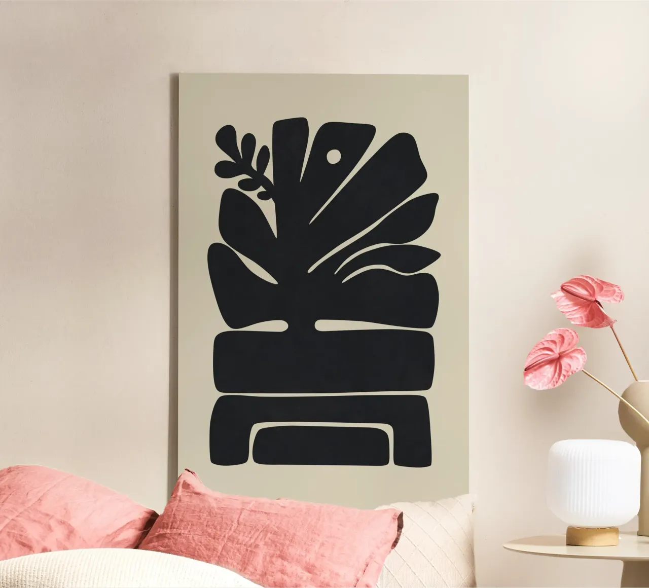 Bloemvorm 02 canvas met Baklijst van amini54
