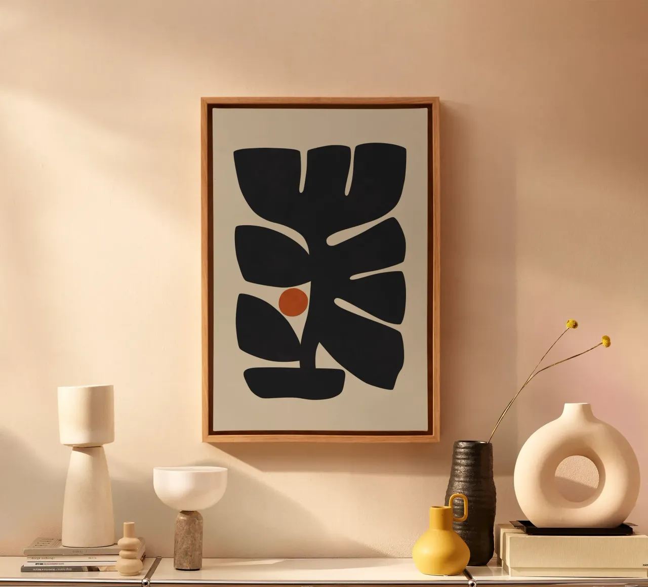 Bloemvorm 03 canvas met Baklijst van amini54