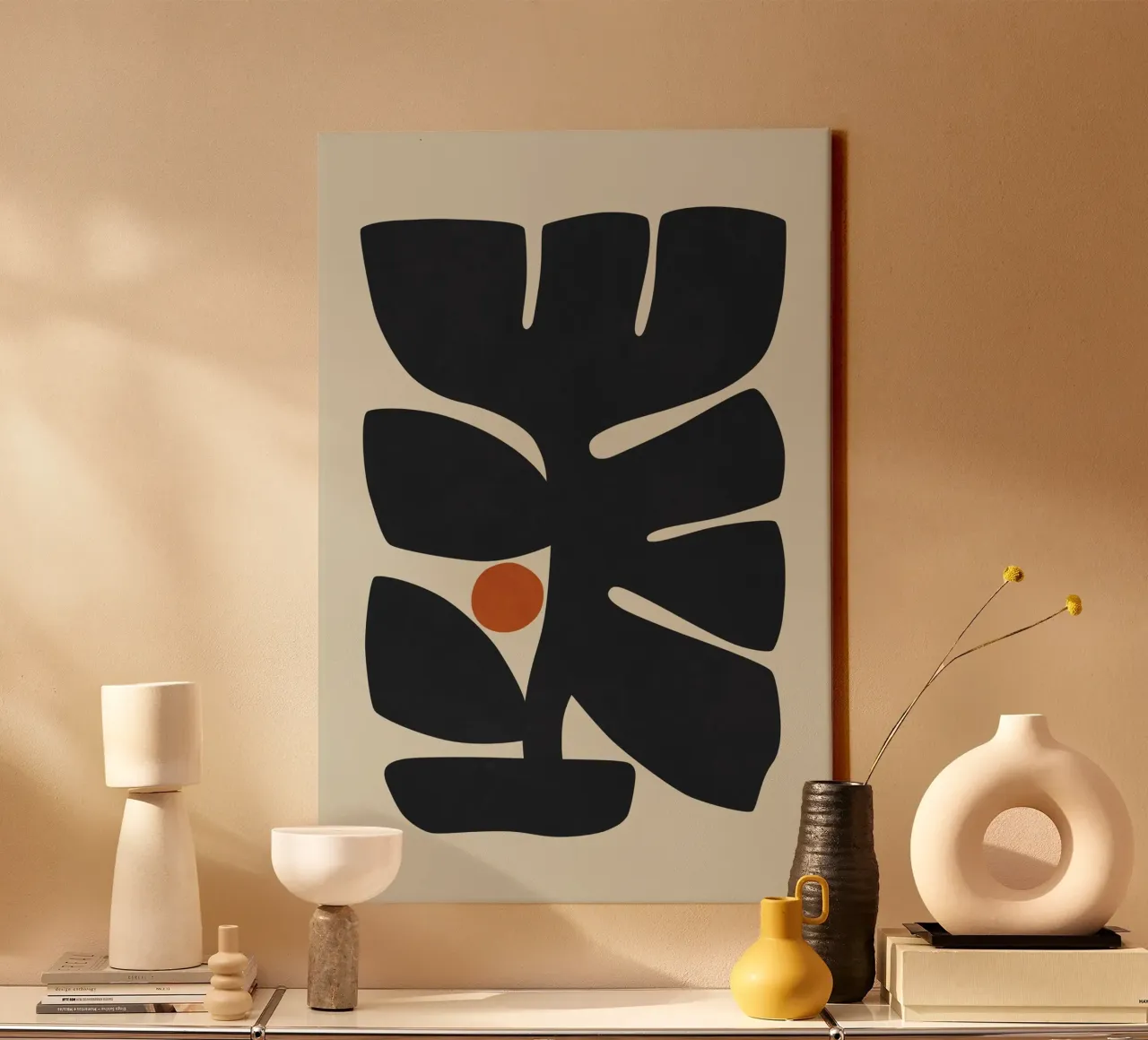 Bloemvorm 03 canvas met Baklijst van amini54