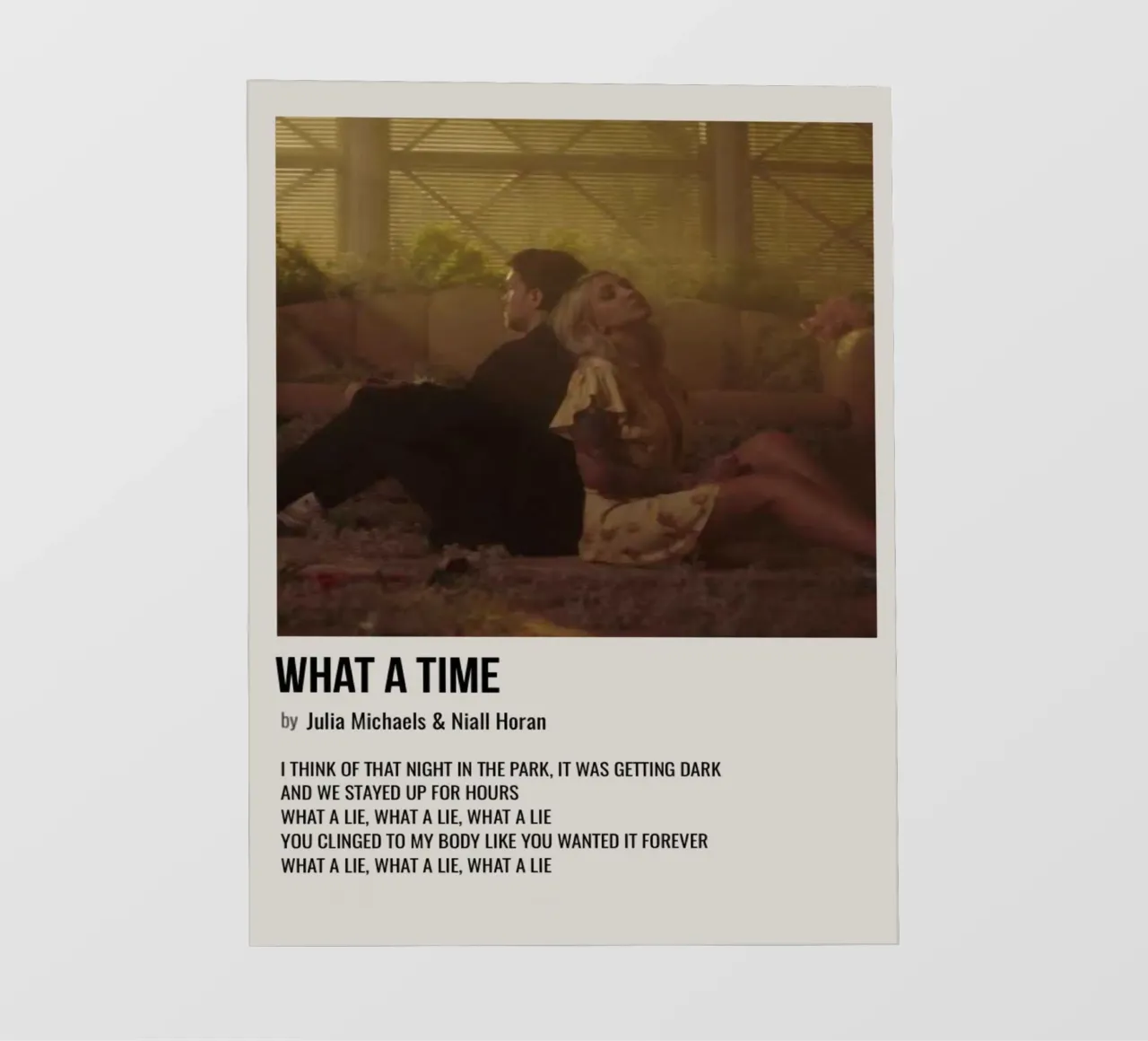 WHAT A TIME by Julia Michaels and Niall Horan film rétro-éclairé de SoundStudio