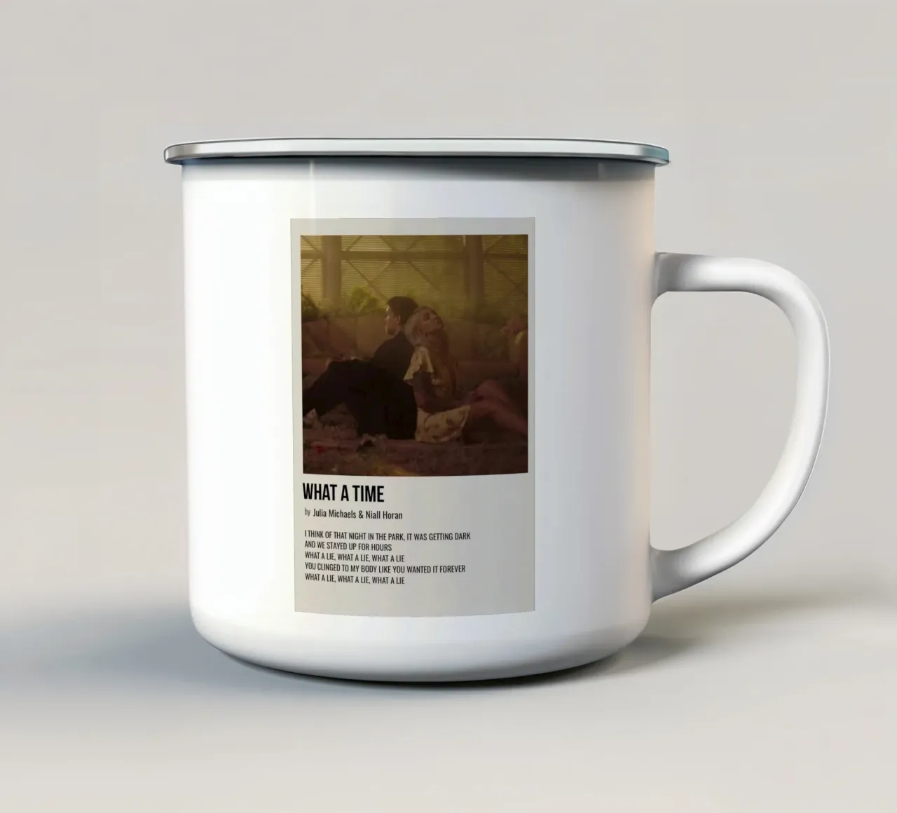 WHAT A TIME by Julia Michaels and Niall Horan enamel mug by SoundStudio