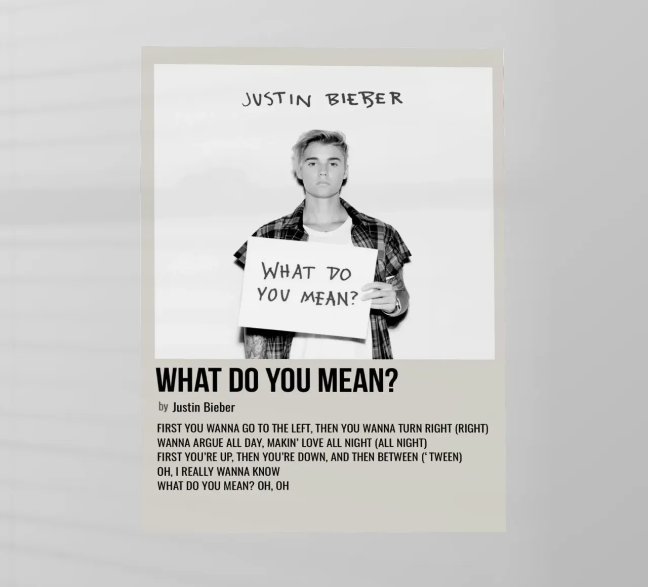 WHAT DO YOU MEAN by Justin Bieber pellicola backlit da SoundStudio