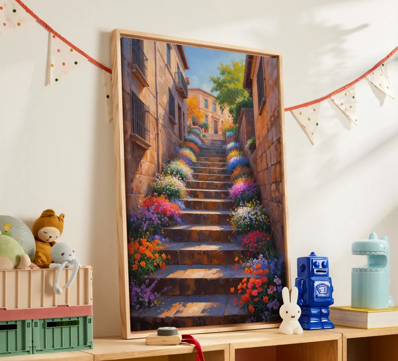 Spanish Steps illuminated by a floral symphony tela con Cornice a cassetta da AlbertKlee