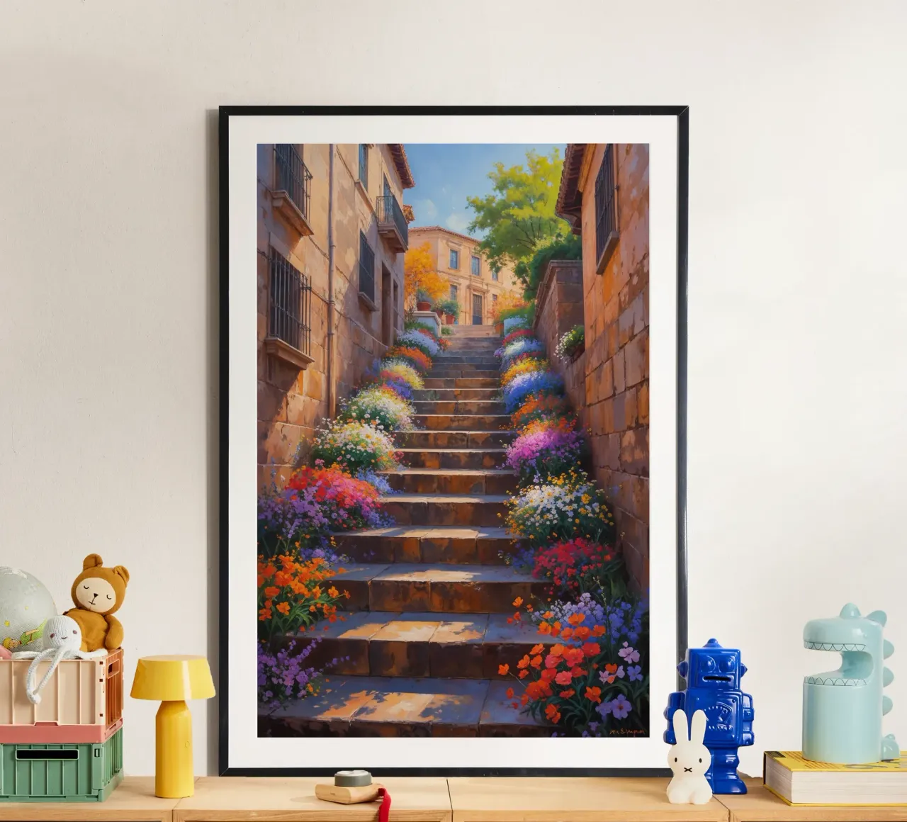 Spanish Steps illuminated by a floral symphony poster da AlbertKlee