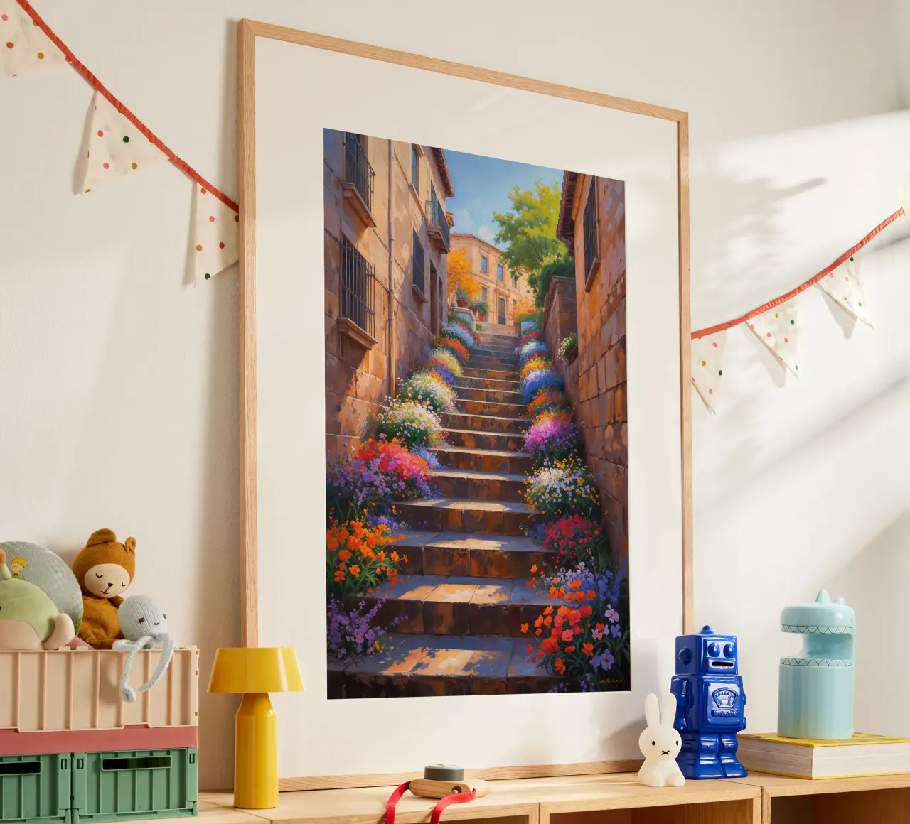 Spanish Steps illuminated by a floral symphony poster da AlbertKlee
