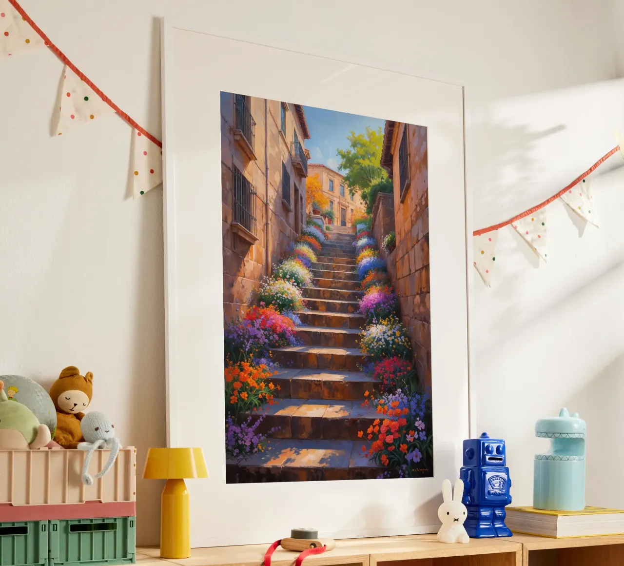 Spanish Steps illuminated by a floral symphony poster da AlbertKlee
