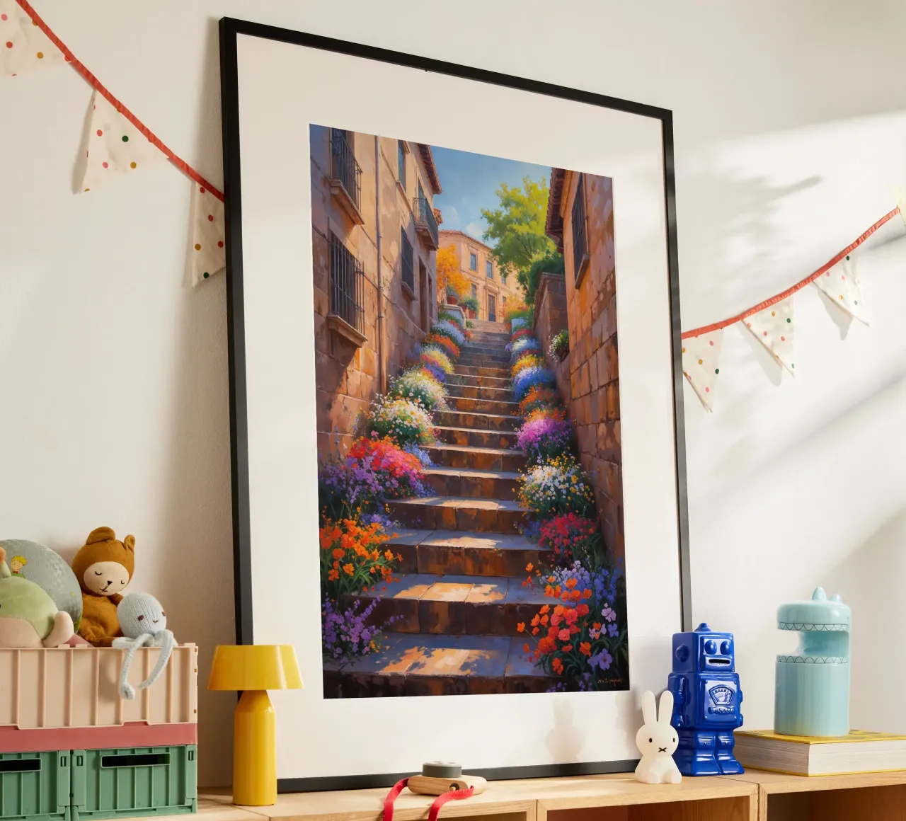 Spanish Steps illuminated by a floral symphony poster da AlbertKlee