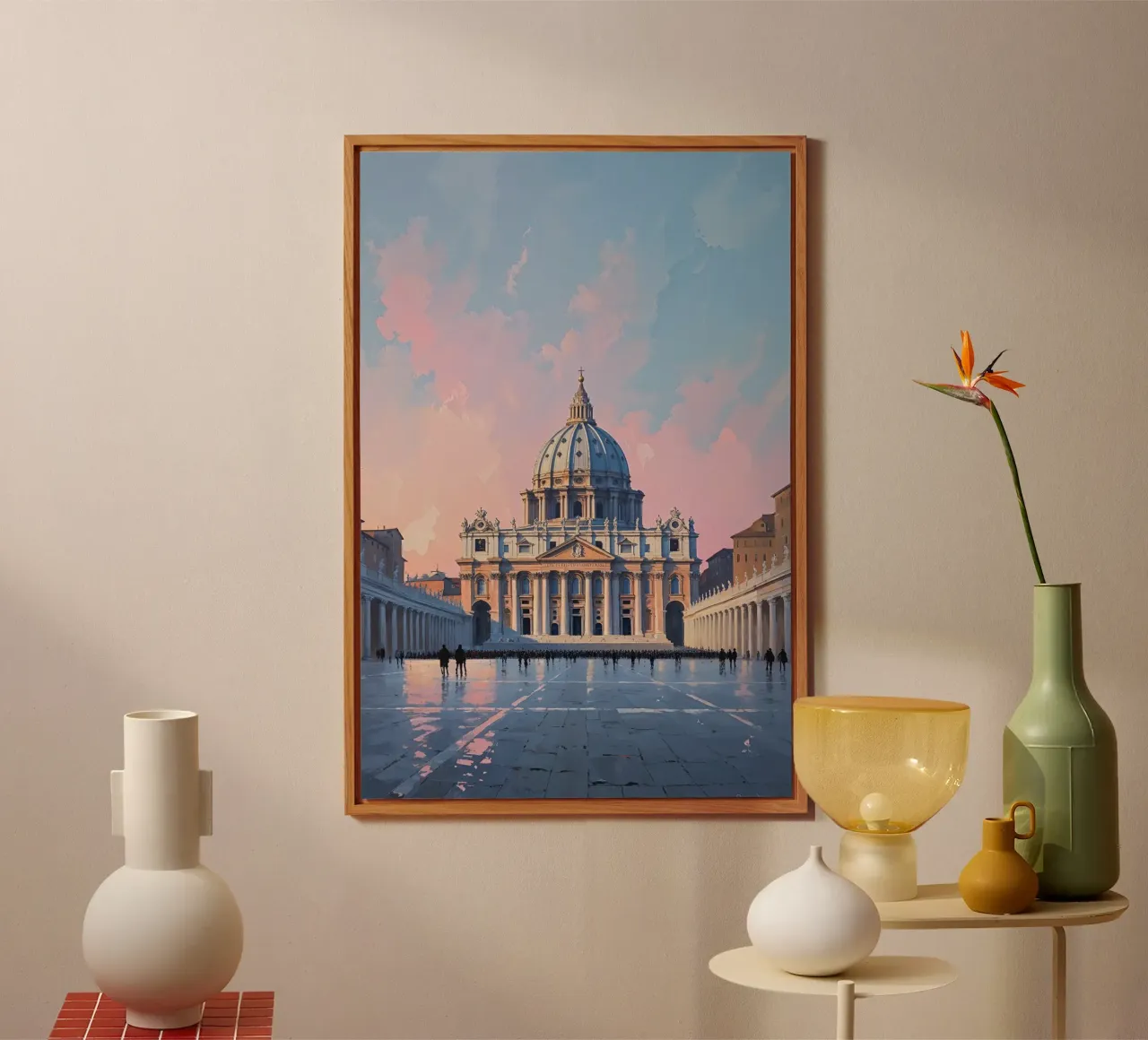 Pastel Tranquility: St. Peter’s Basilica alluminio dibond da AlbertKlee