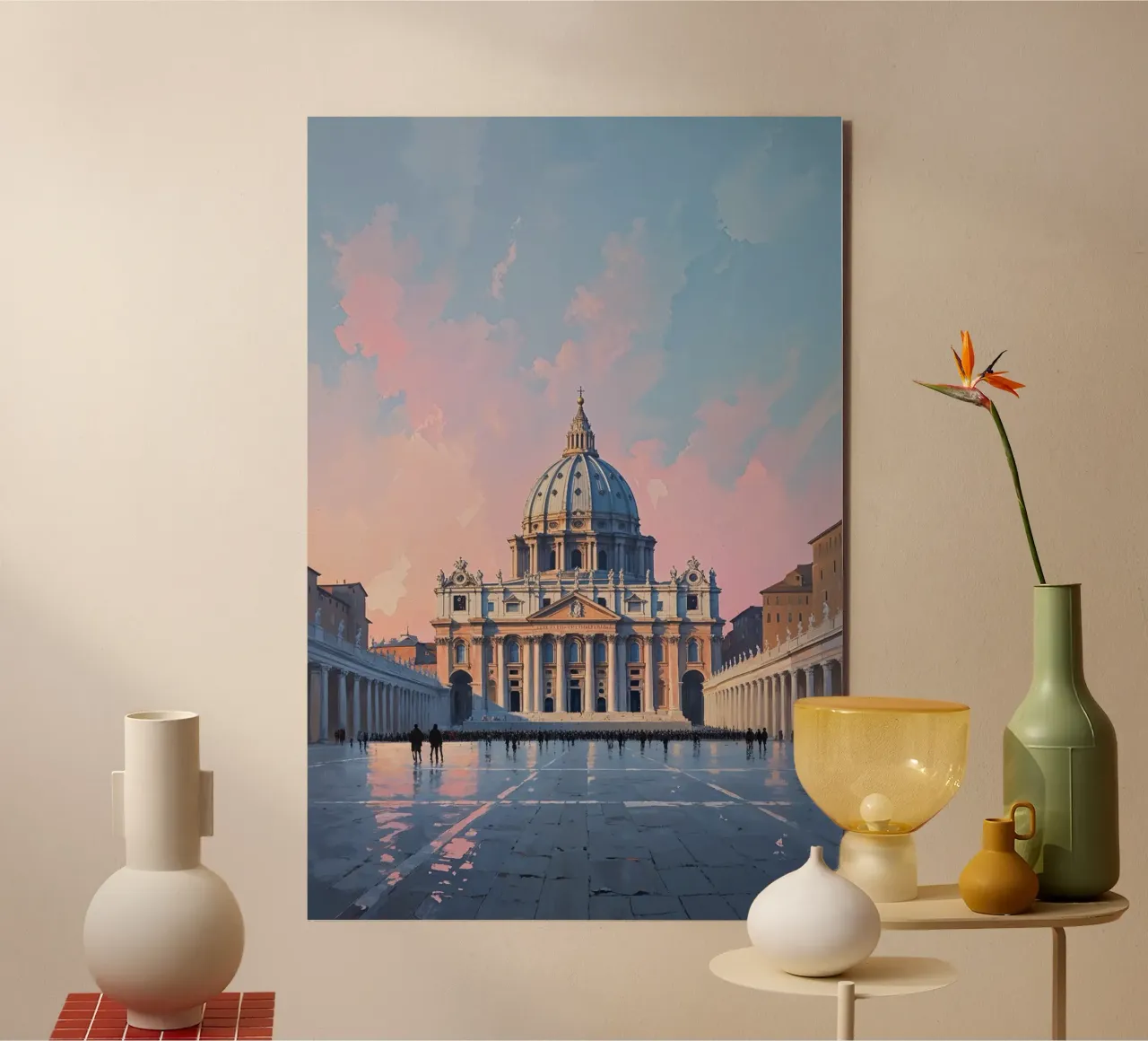 Pastel Tranquility: St. Peter’s Basilica alluminio dibond da AlbertKlee