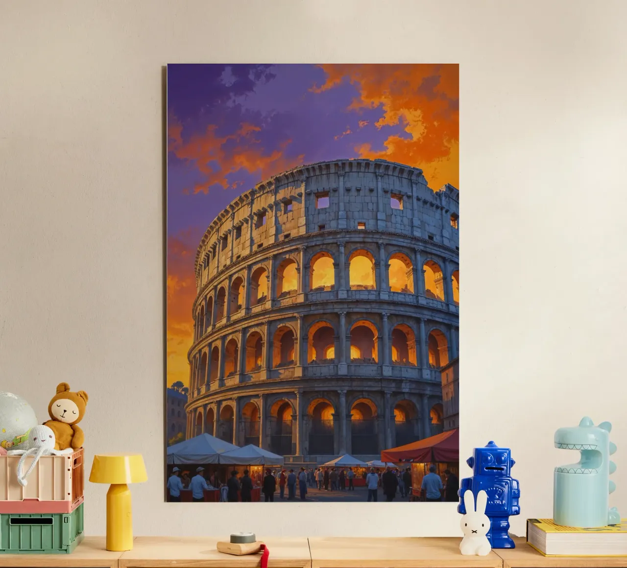 Sunset Majesty – The Colosseum in Vibrant Light alluminio dibond da AlbertKlee