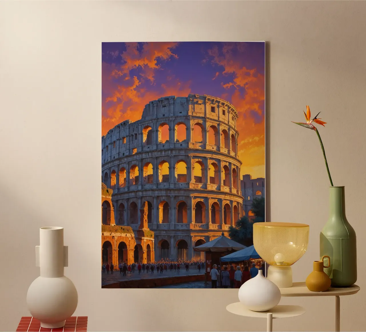 Glowing Ruins – The Colosseum at Twilight tela con Cornice a cassetta da AlbertKlee