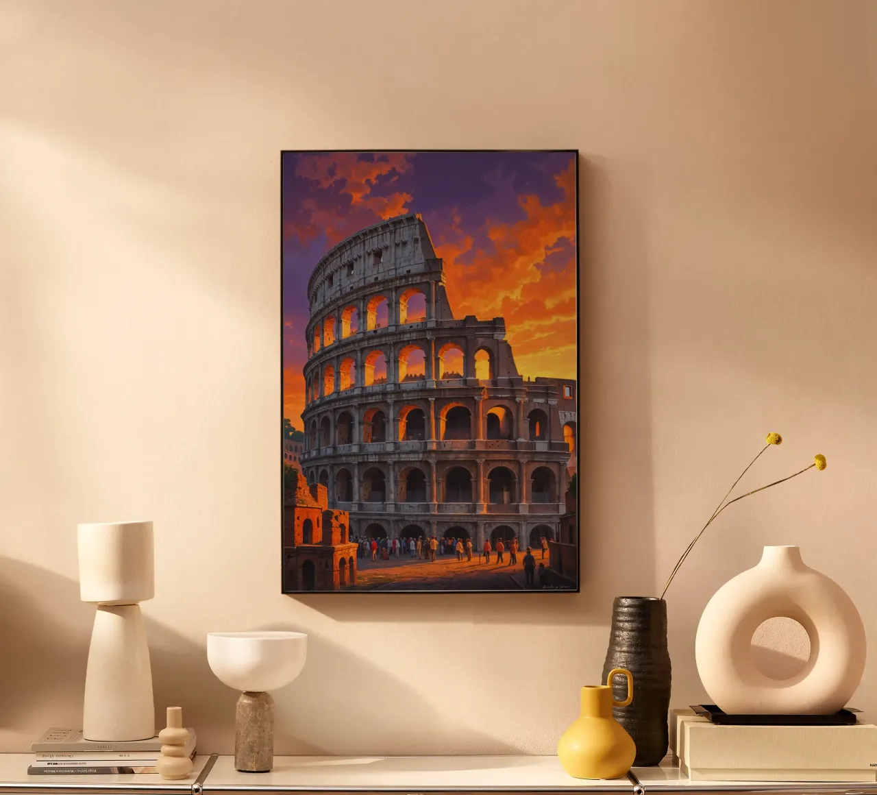 Evening Splendor – The Colosseum in Sunset Hues alluminio dibond da AlbertKlee